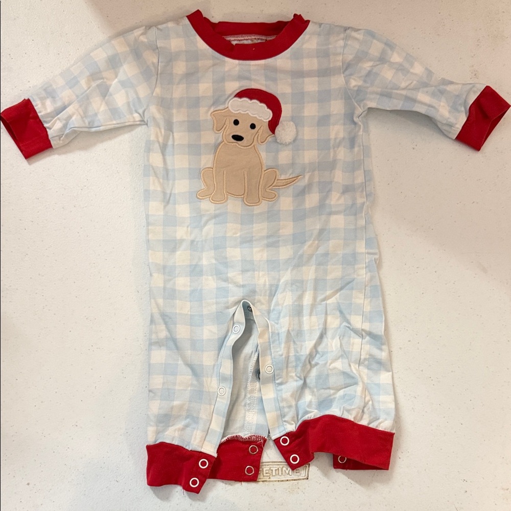 Busy Bees Smocks Christmas Puppy One Piece Outfit - 3M